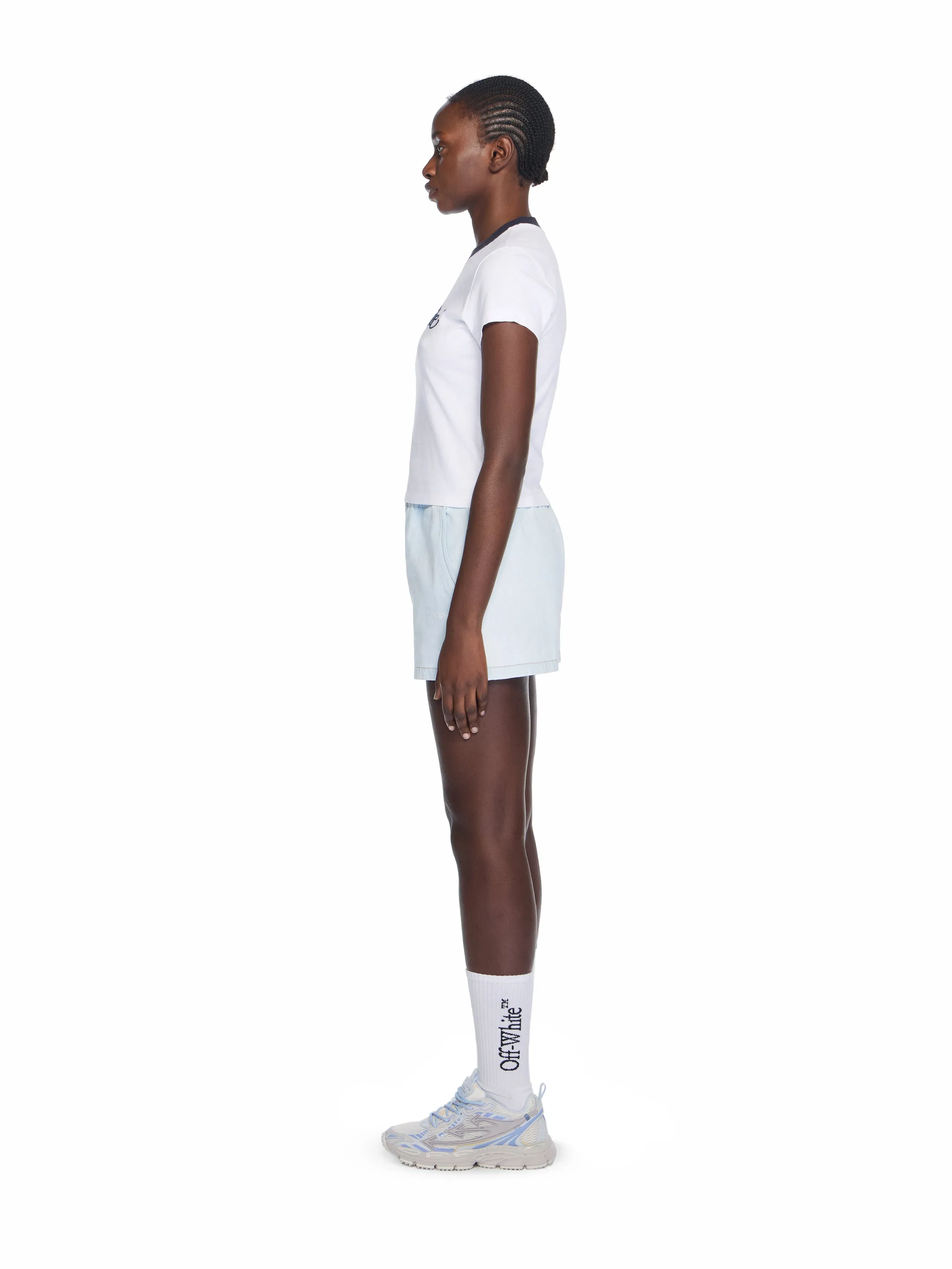 Off-White Embroidered Script Logo Fitted Logo Tee