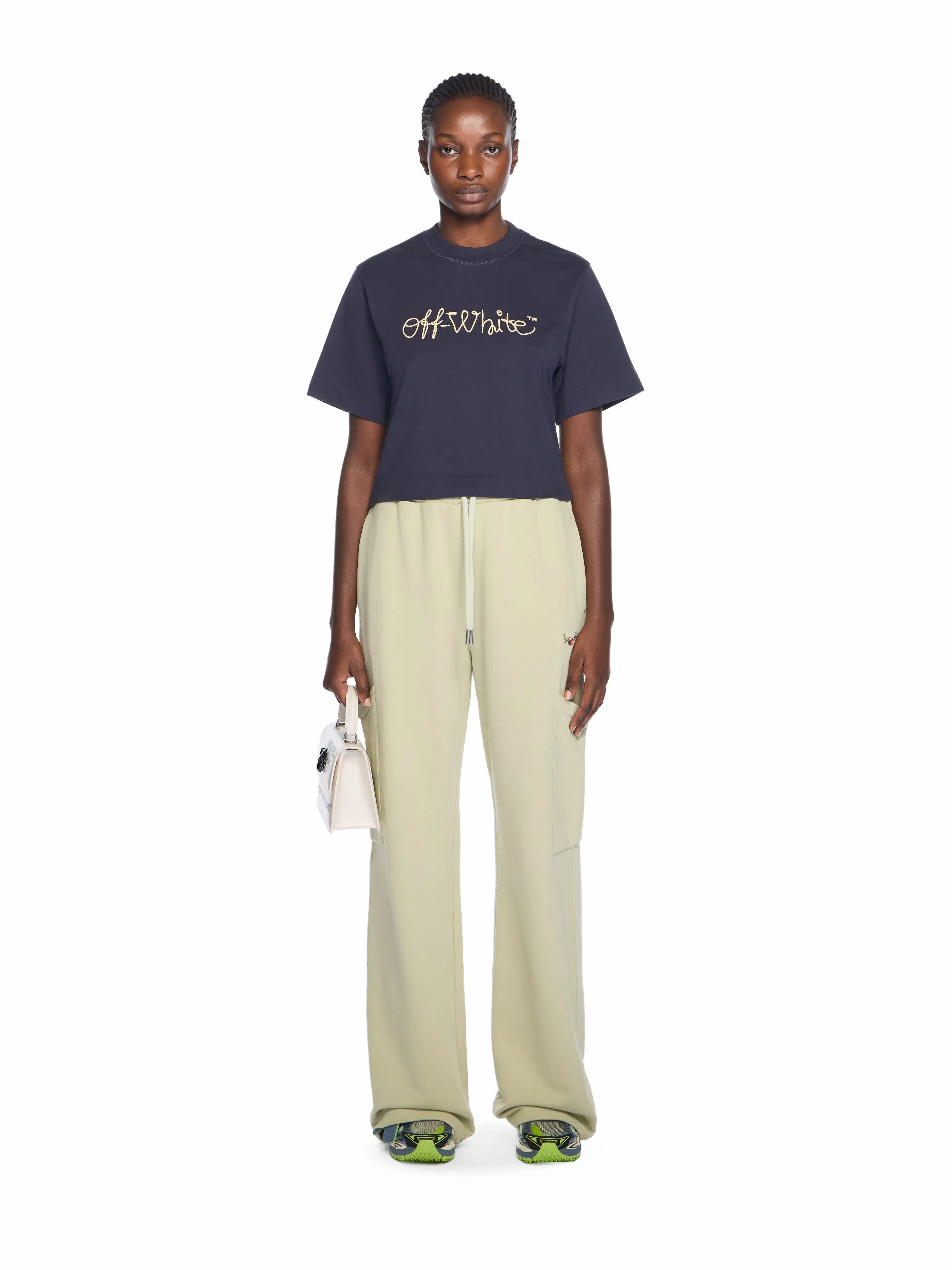 Off-White Embroidered Script Logo Crop Logo Tee