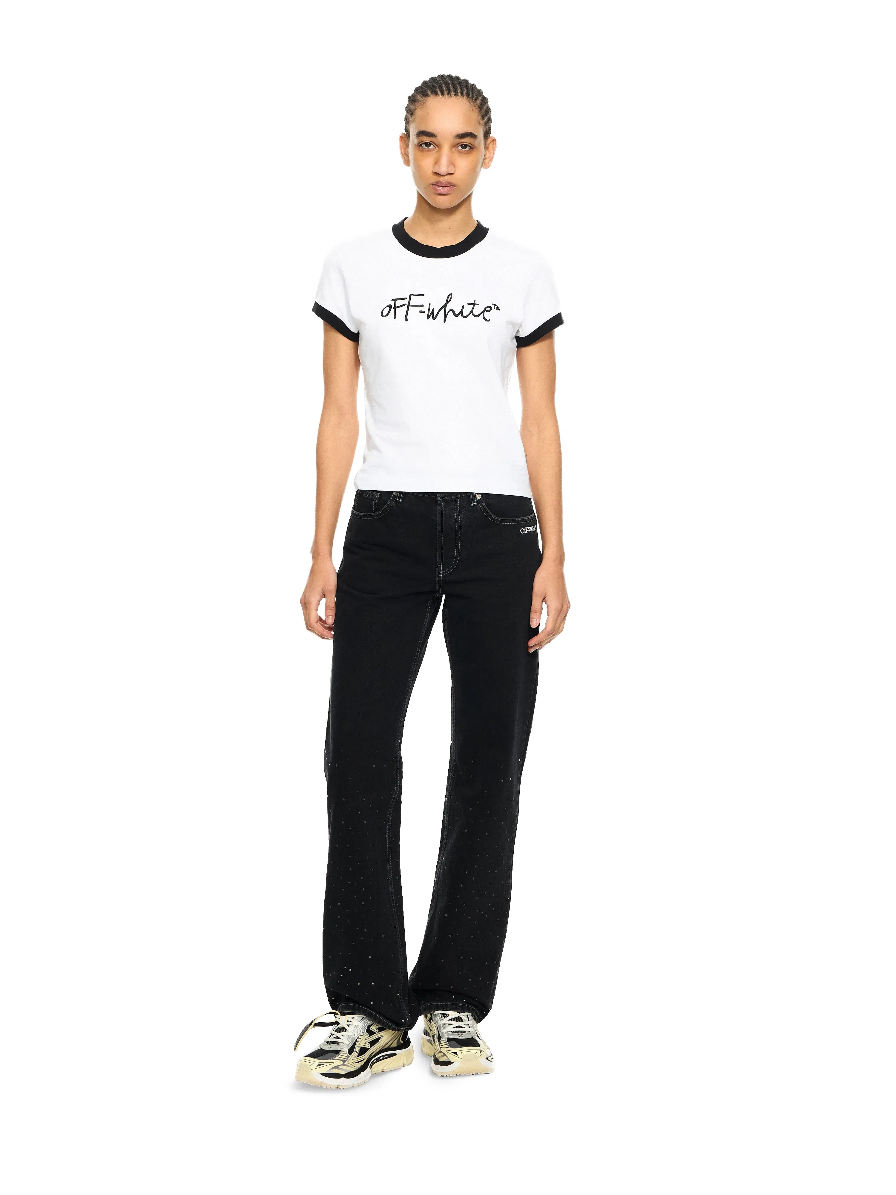 Off-White Embroidered Script Fitted Tshirt