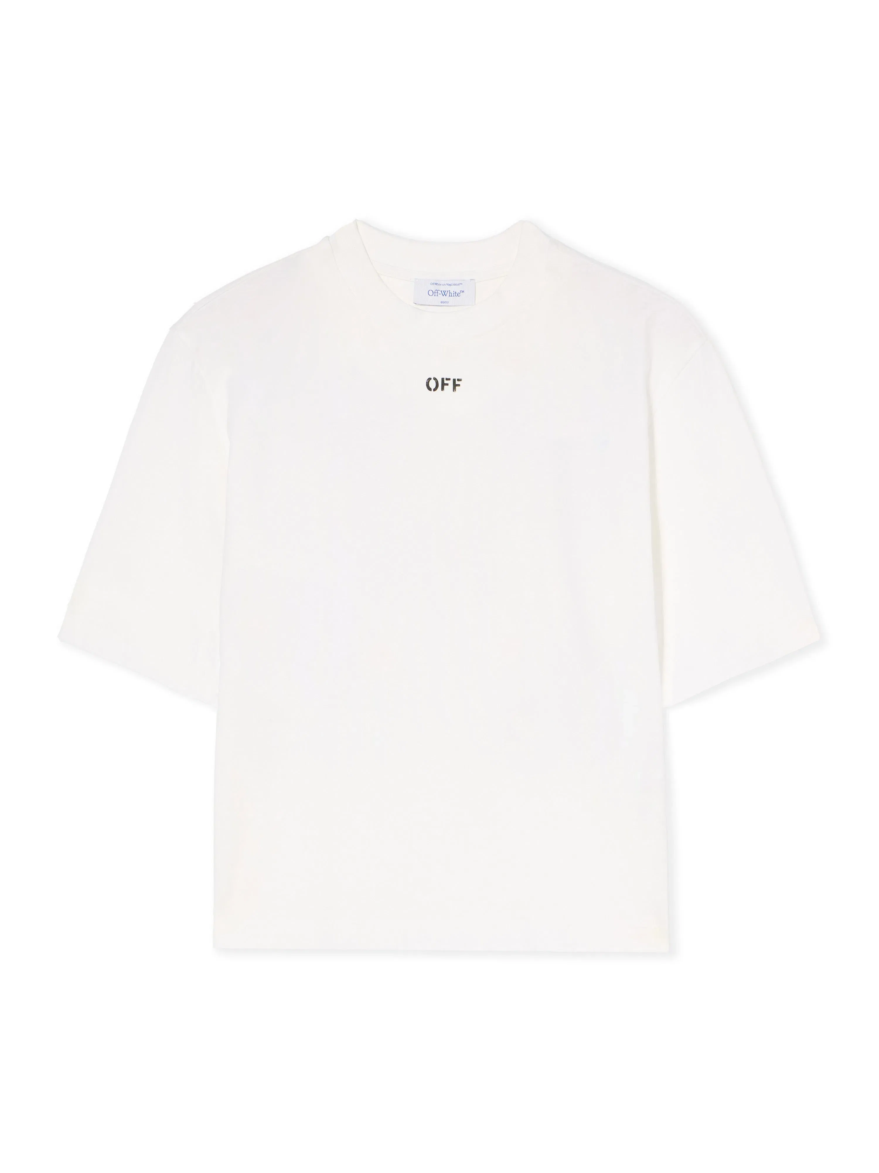 Off-White Embroidered Flowers Boxy Logo Tee