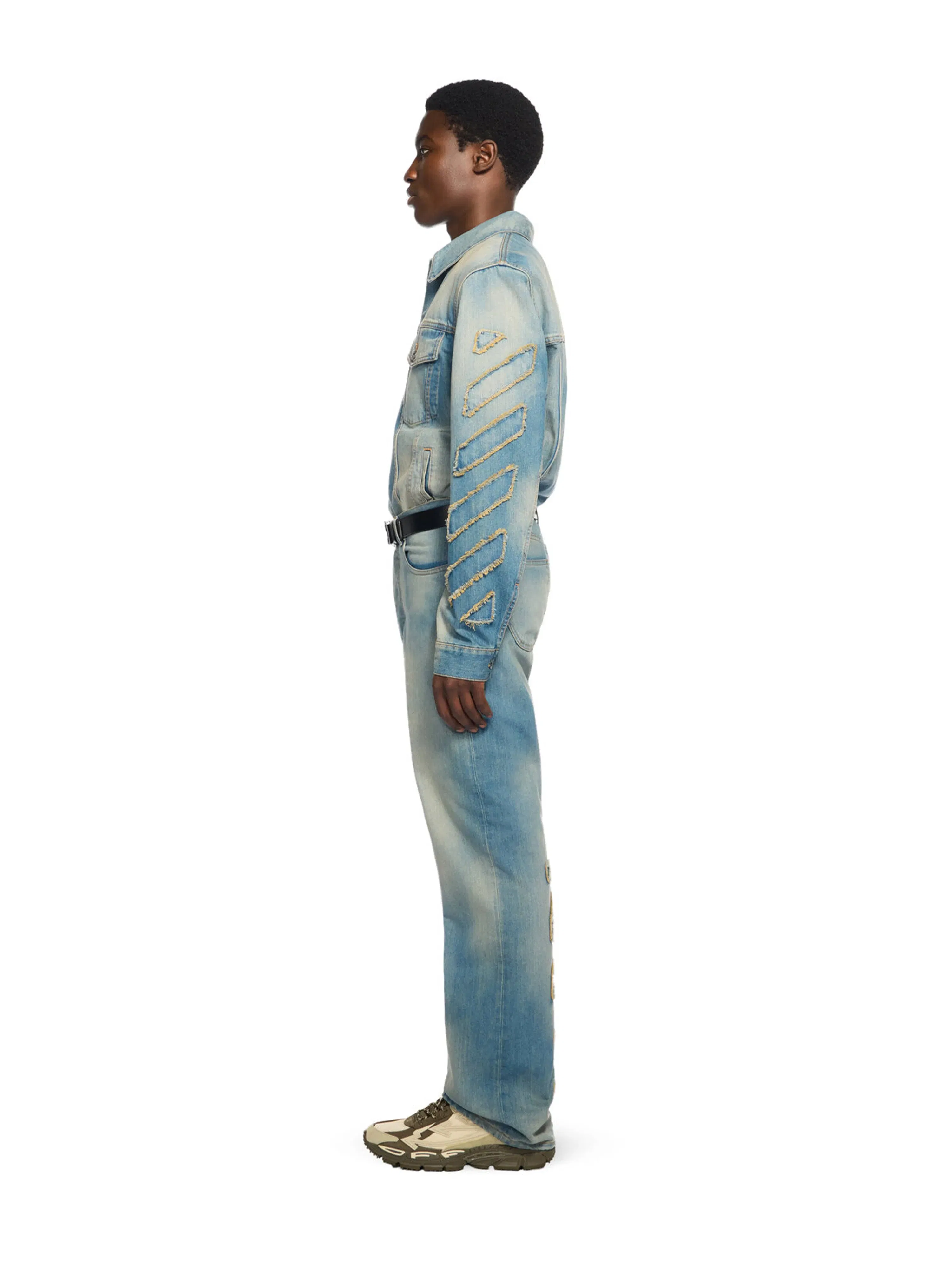 Off-White Diagonal Raw Patch Denim Jacket
