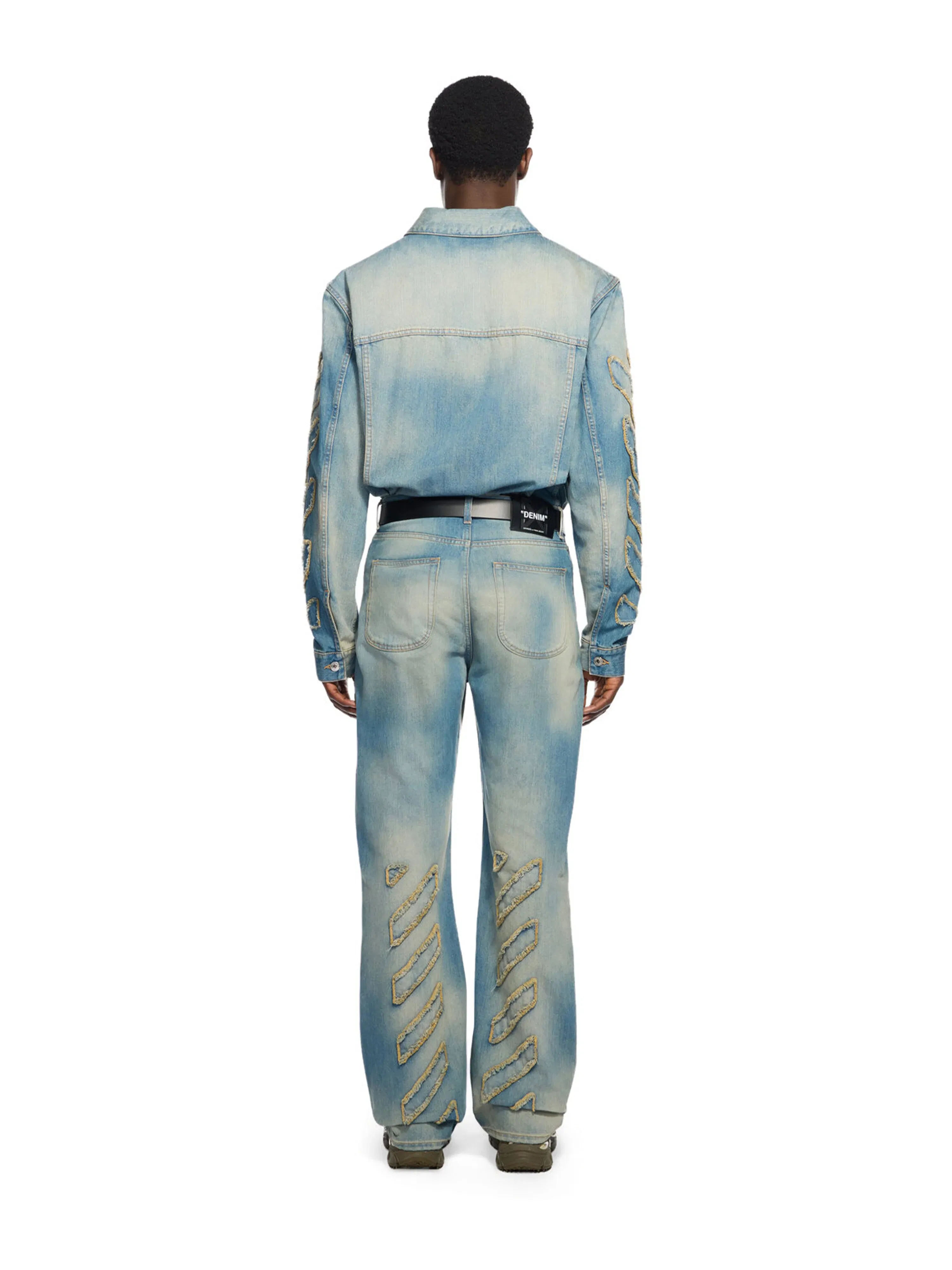 Off-White Diagonal Raw Patch Denim Jacket