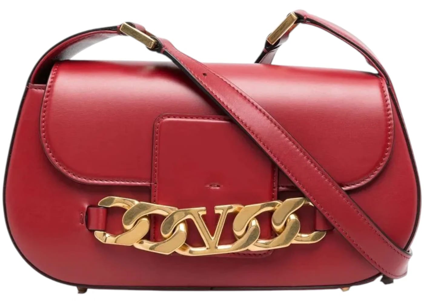 Valentino Garavani Vlogo Leather Shoulder Bag Red