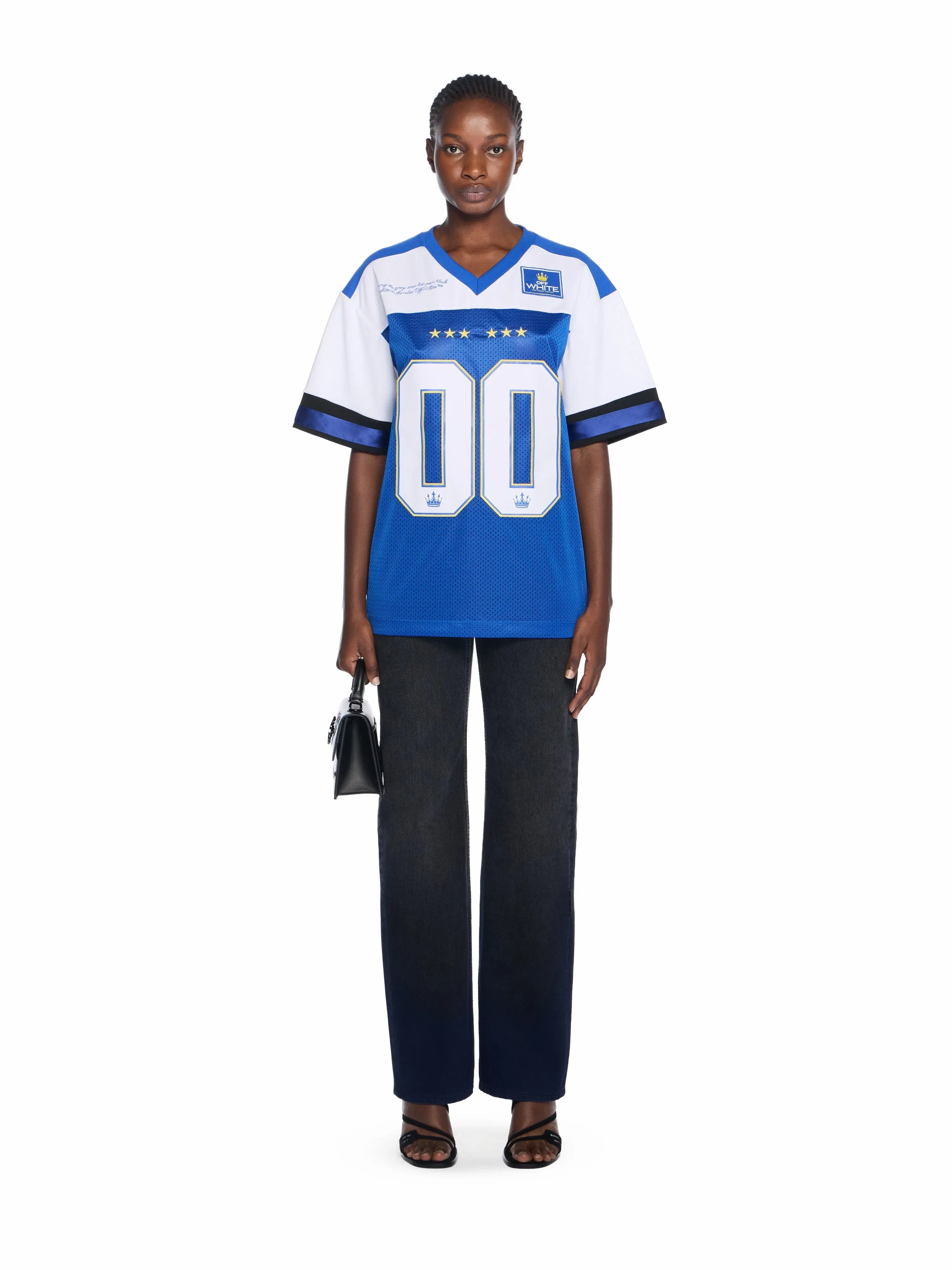 Off-White 00 Royal Mesh Football Logo Tee