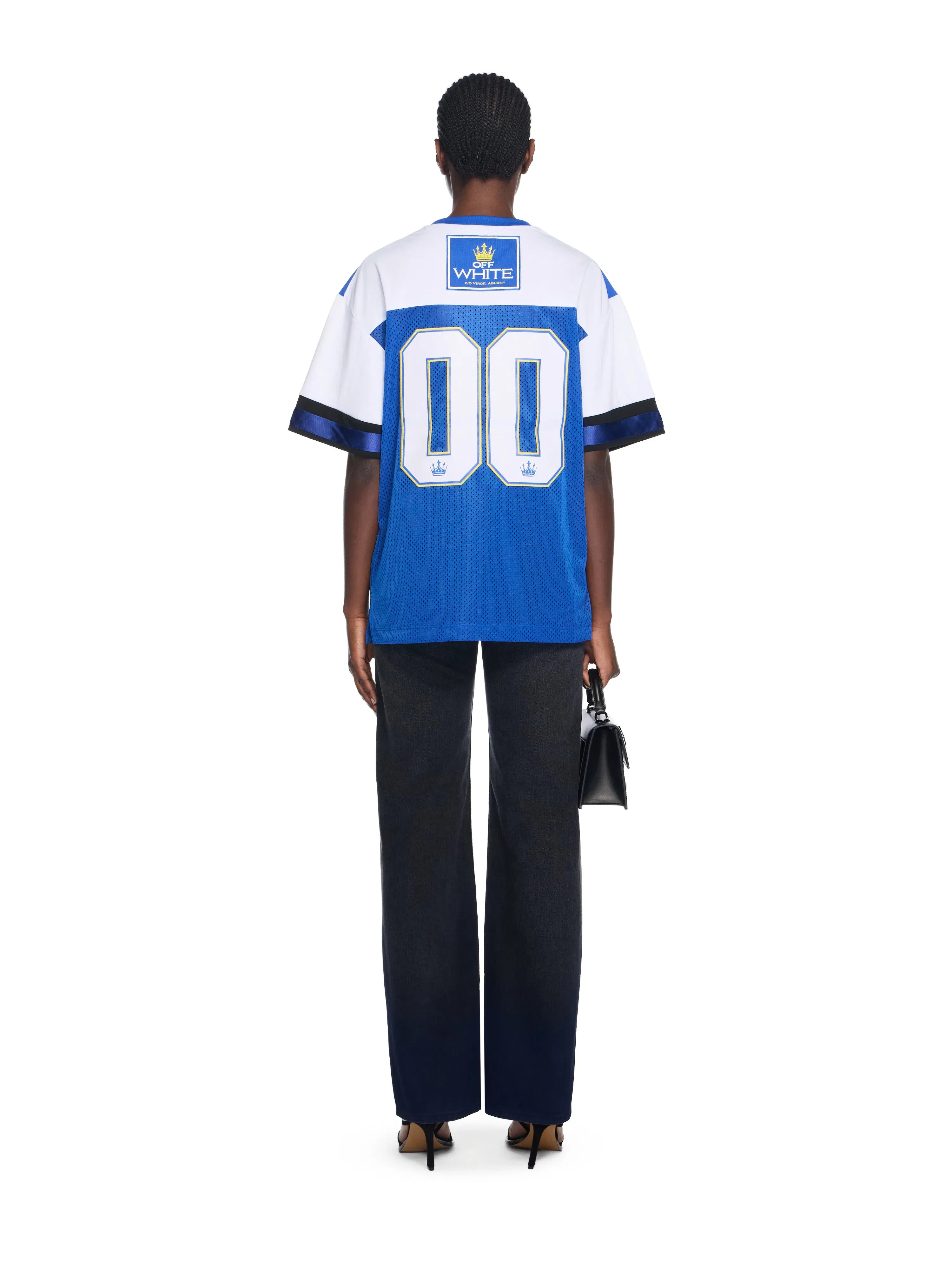 Off-White 00 Royal Mesh Football Logo Tee