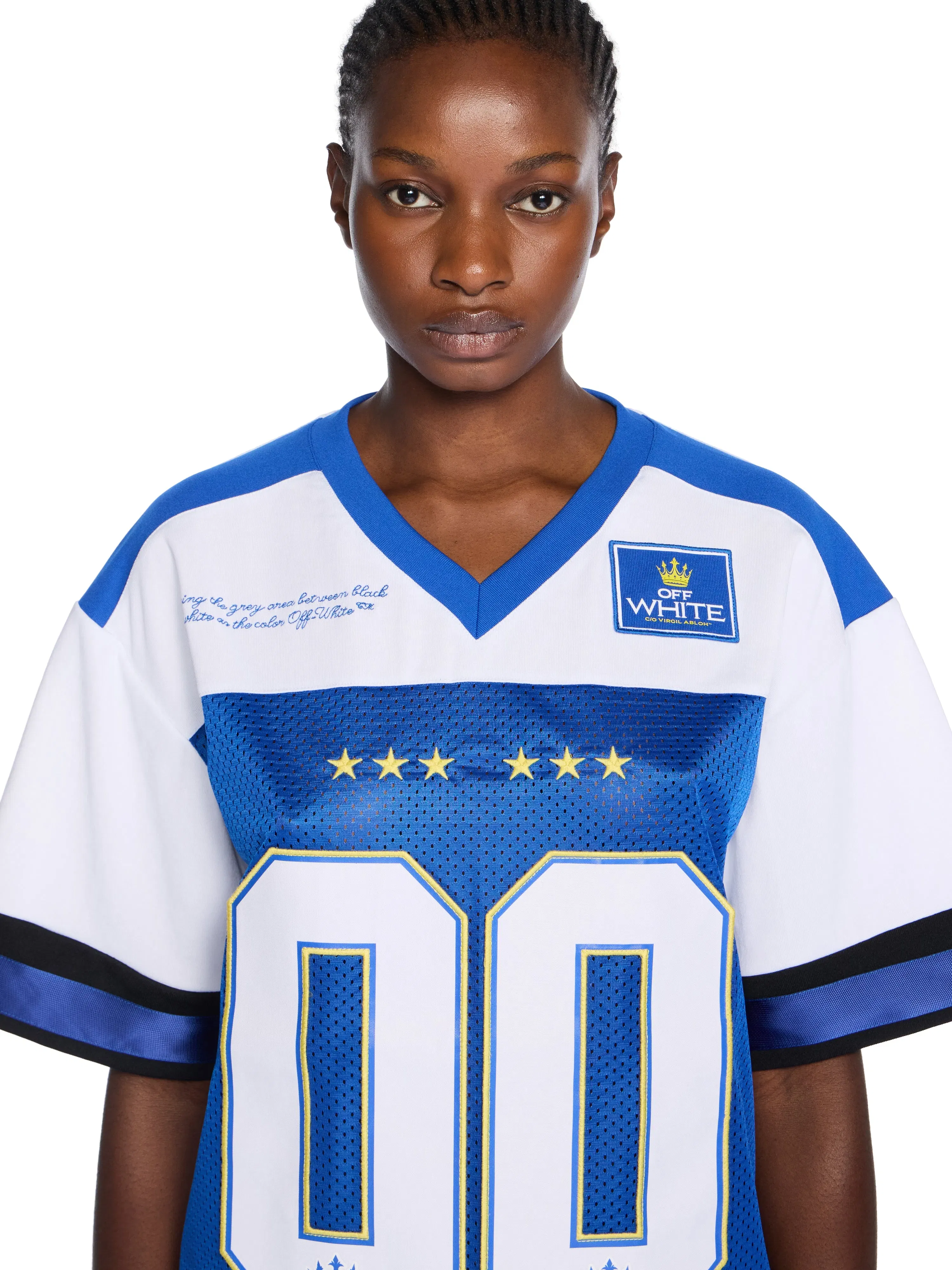 Off-White 00 Royal Mesh Football Logo Tee