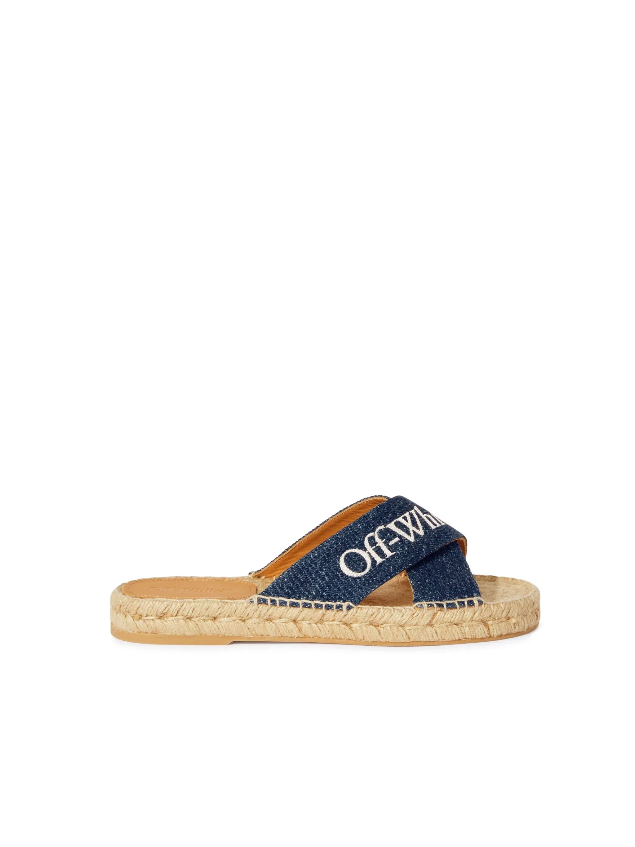 Off-White Criss Cross Denim Espadrilles Womens Blue