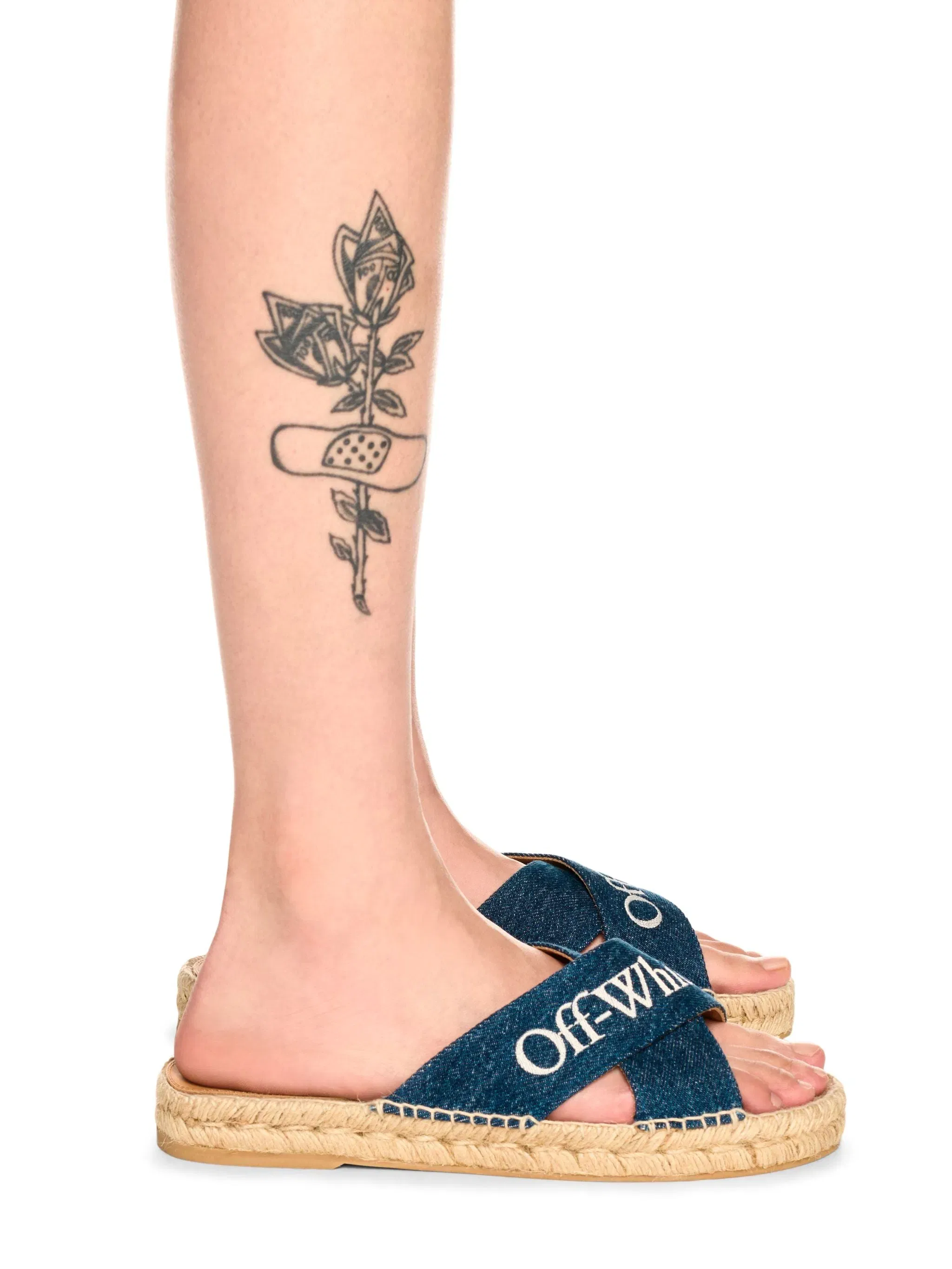 Off-White Criss Cross Denim Espadrilles Womens Blue
