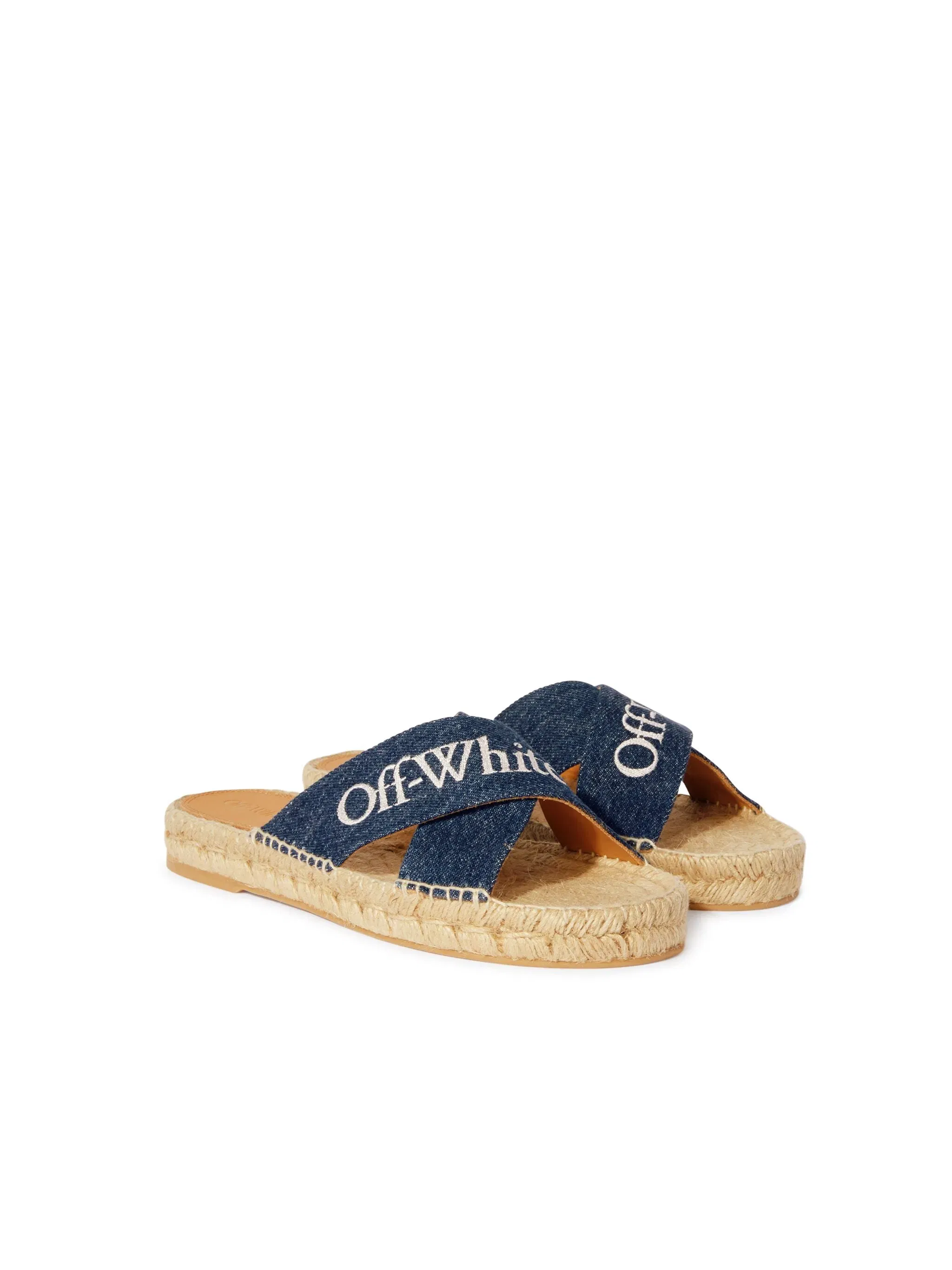 Off-White Criss Cross Denim Espadrilles Womens Blue