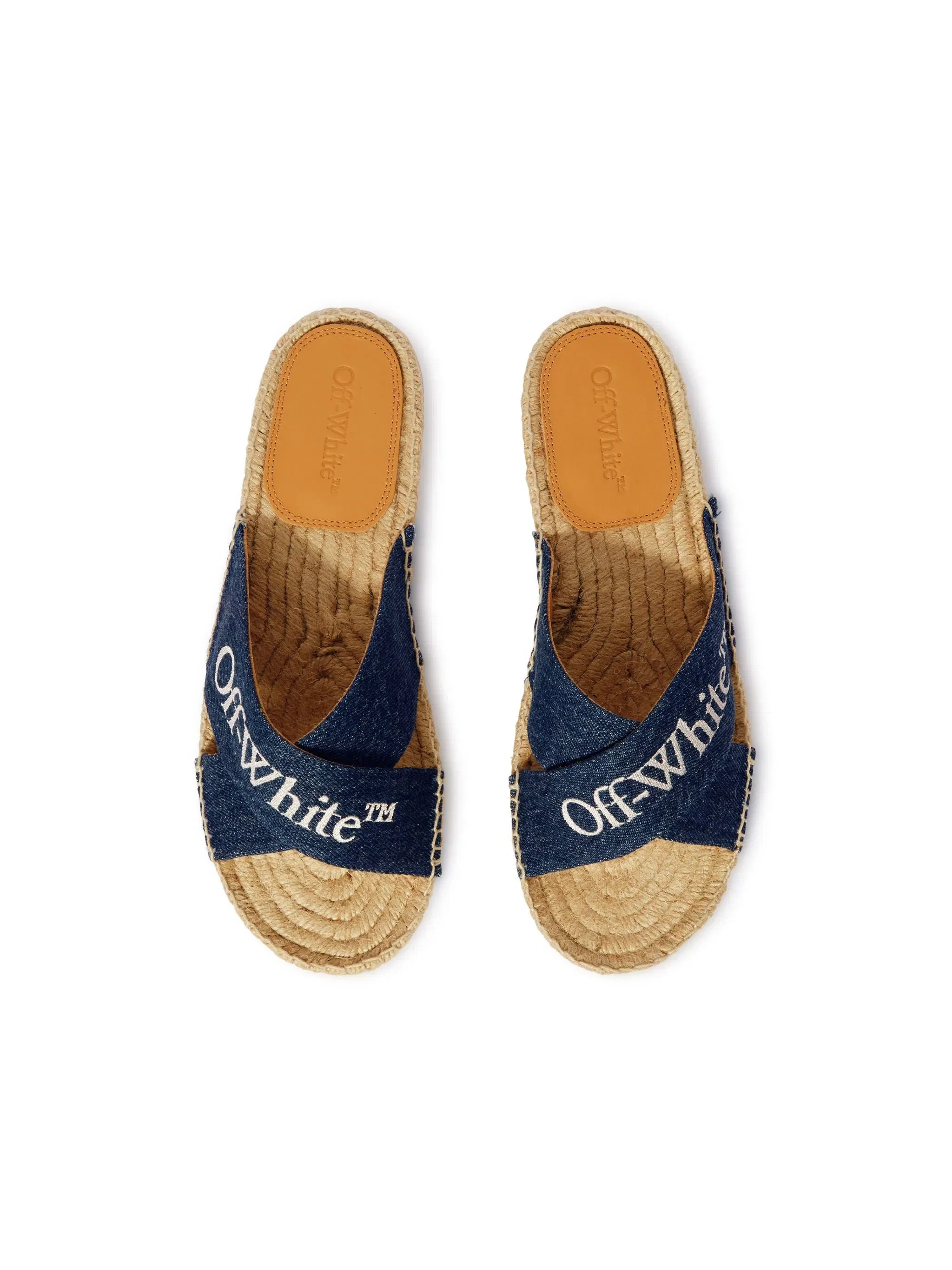 Off-White Criss Cross Denim Espadrilles Womens Blue