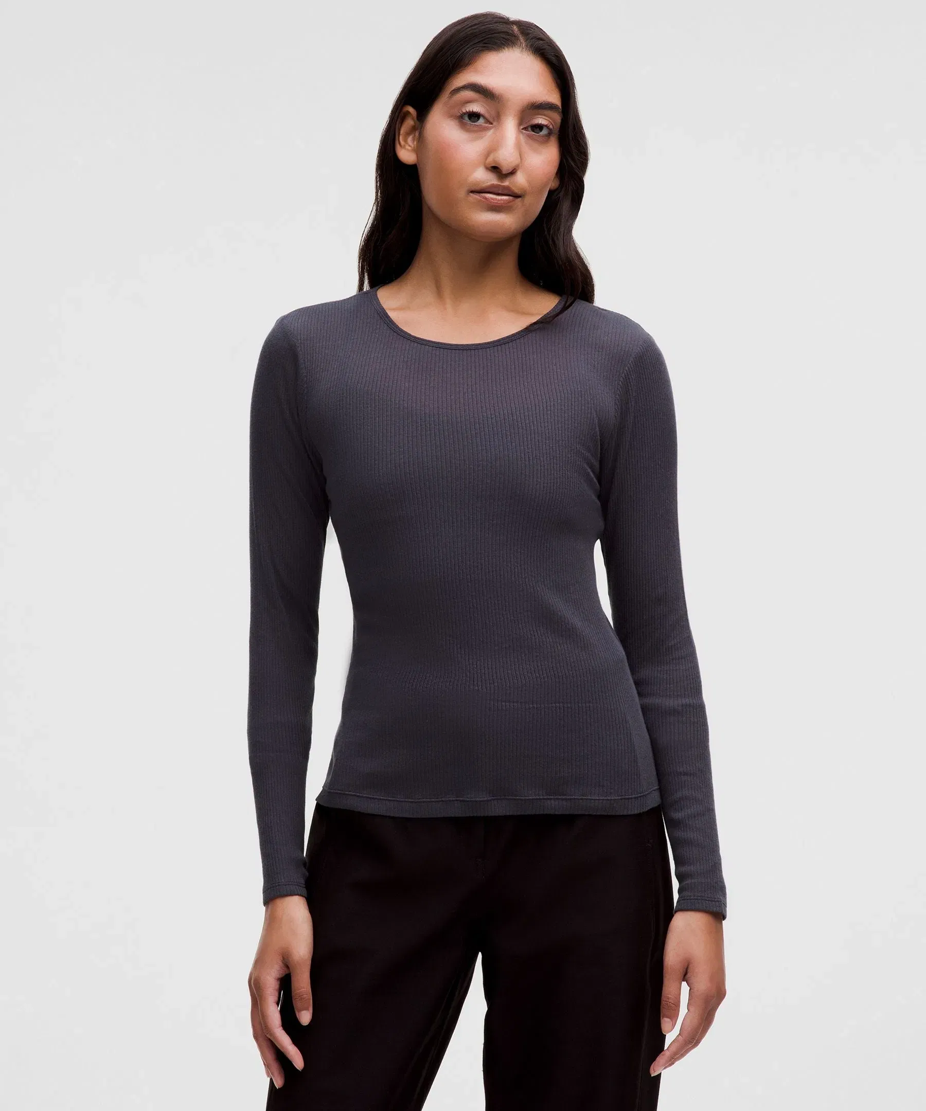 Lululemon Women's Sheer Cotton Ribbed Crewneck Long-Sleeve Shirt