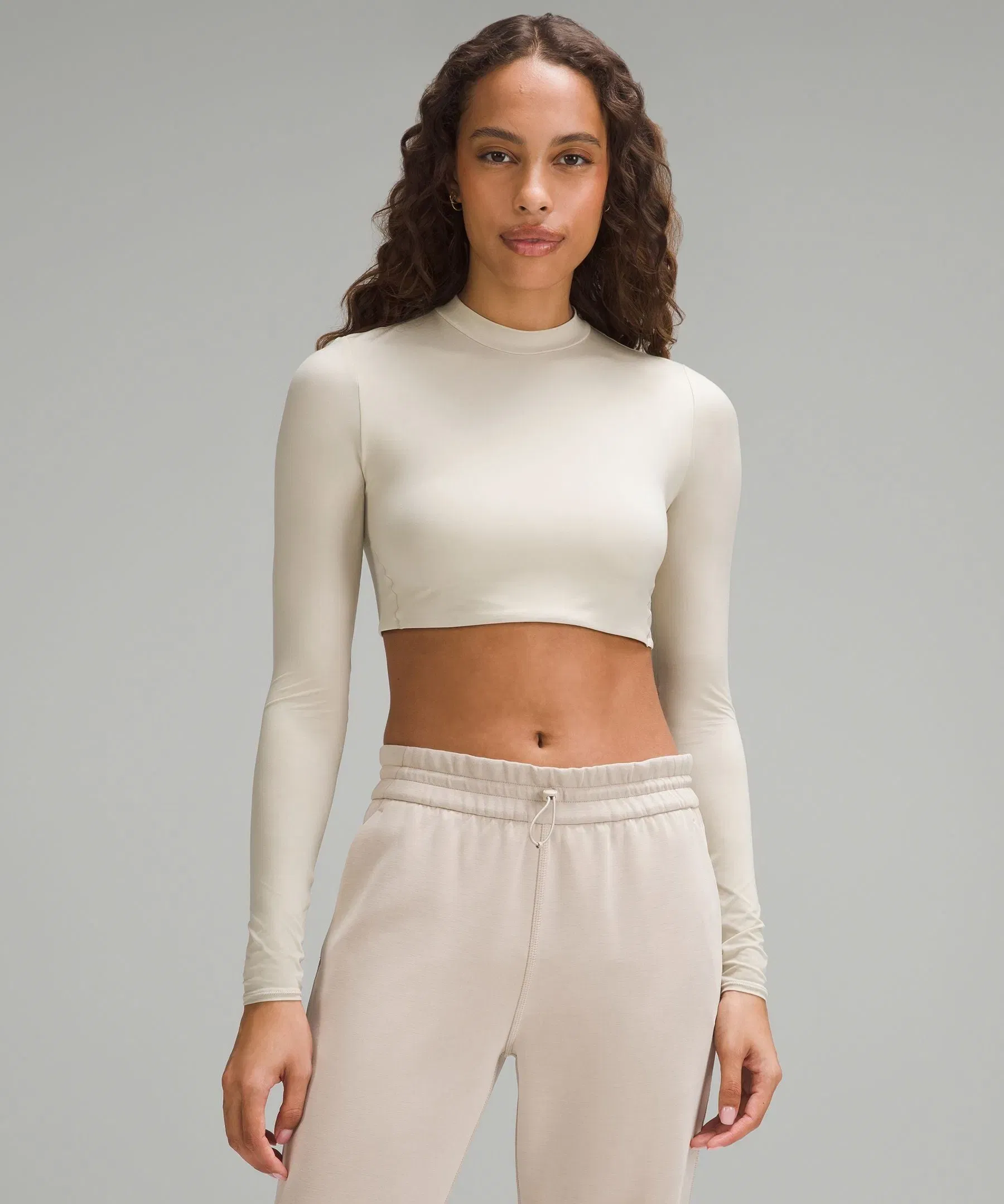 Lululemon Women's Wundermost Ultra-Soft Nulu Mockneck Super-Cropped Long-Sleeve Shirt