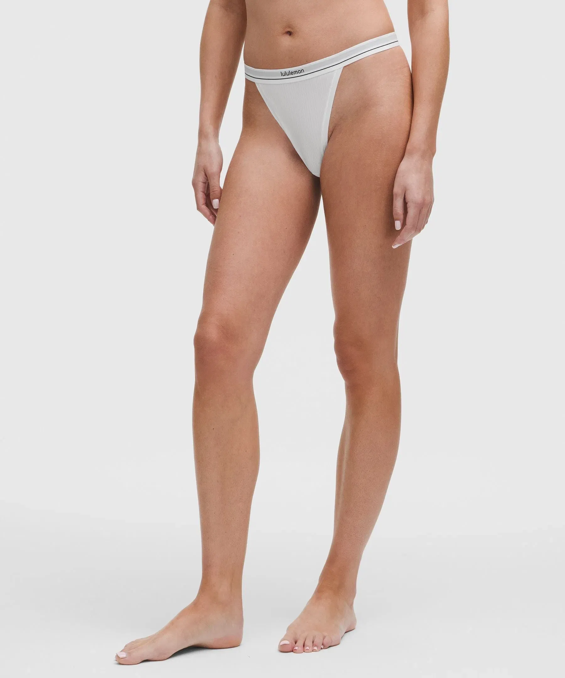 Lululemon Stretch Cotton Ribbed Logo High-Rise Thong Underwear