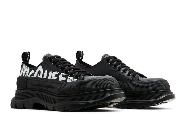 Alexander McQueen Tread Slick Lace-Up Graffiti Logo - Black White