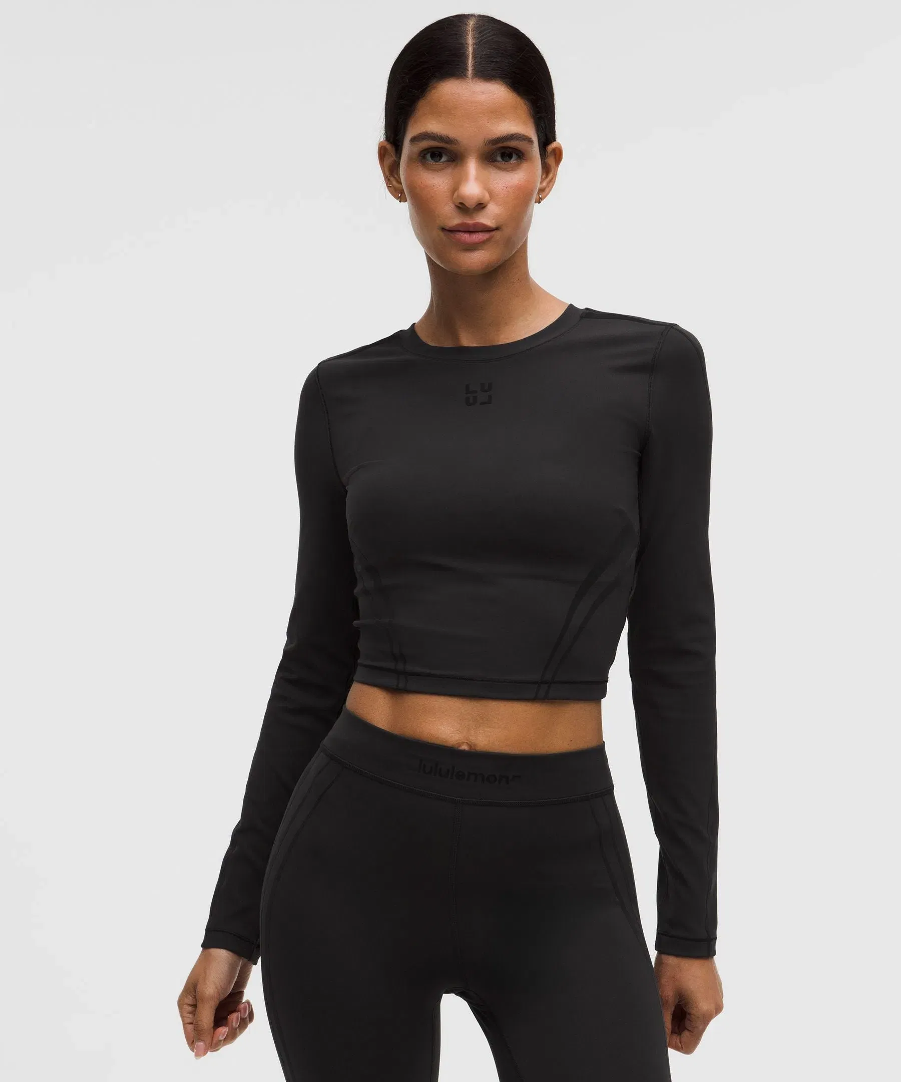 Lululemon Women's Wunder Train Cropped Long-Sleeve Shirt *Flocked