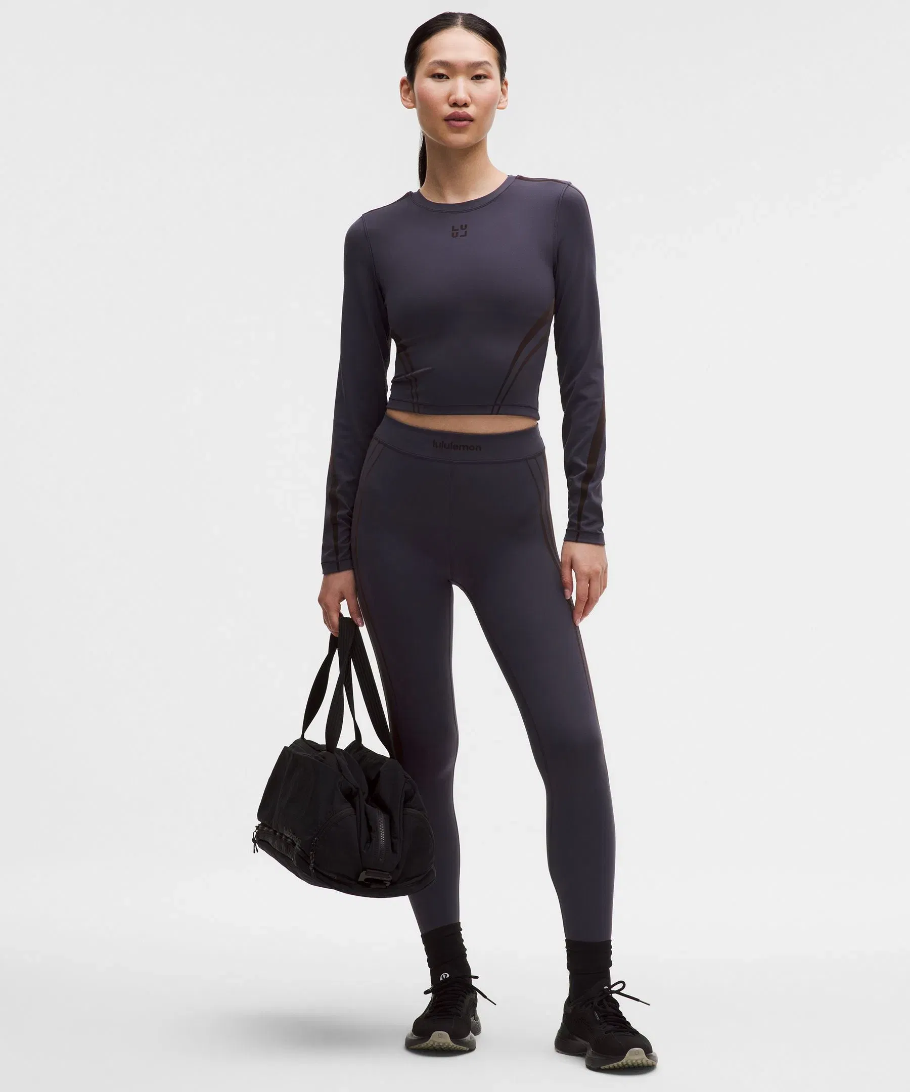Lululemon Women's Wunder Train Cropped Long-Sleeve Shirt *Flocked