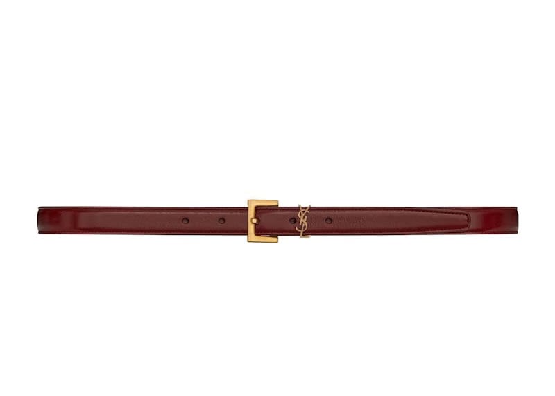 Saint Laurent Cassandre Leather Belt Red Agate