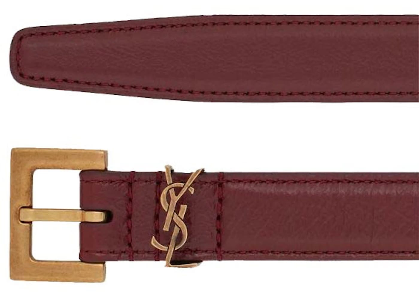 Saint Laurent Cassandre Leather Belt Red Agate
