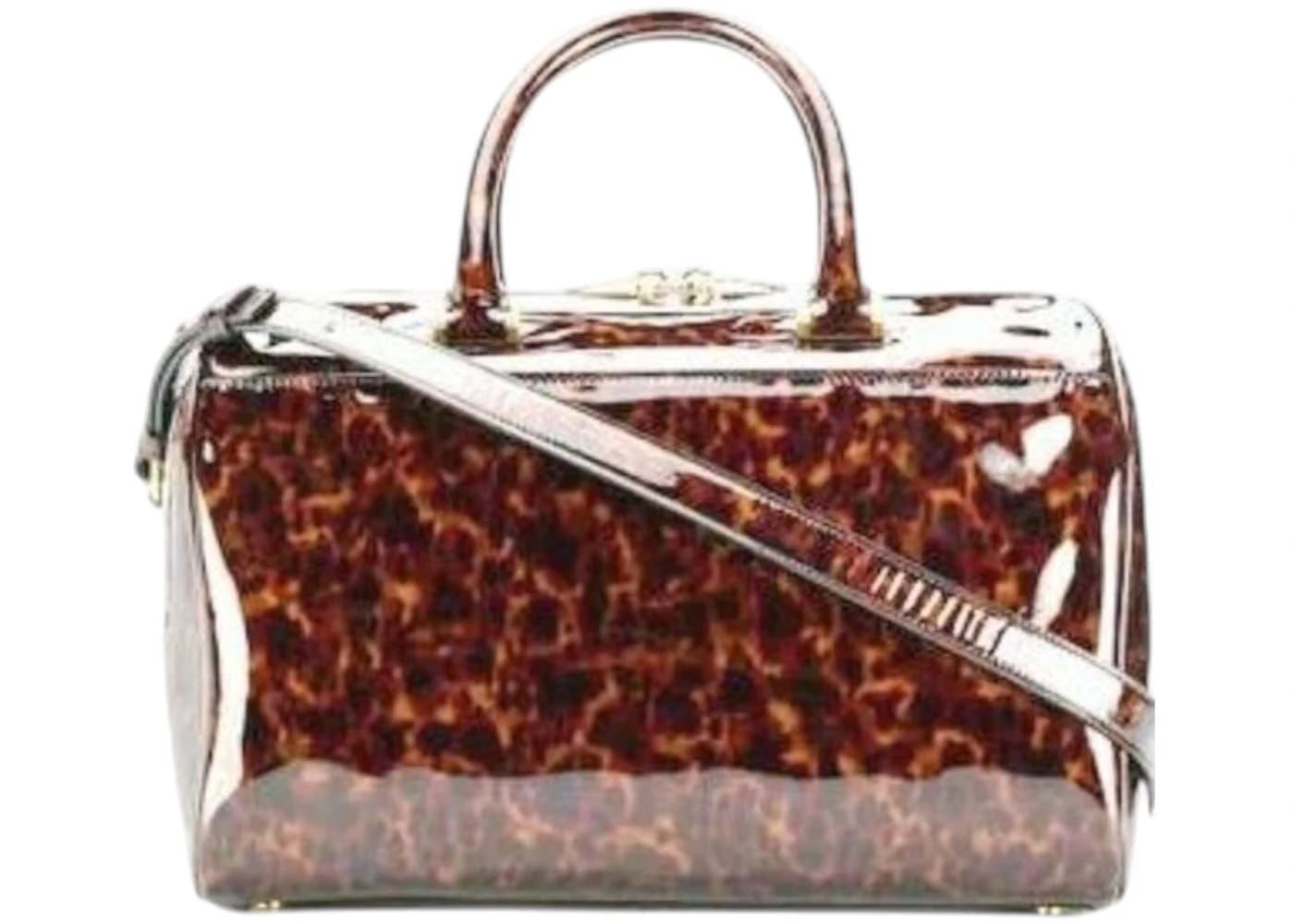 Saint Laurent Patent Leather Duffle Bag Tortoise Shell