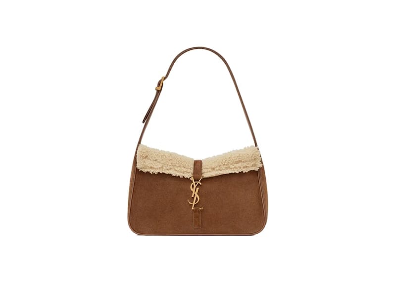 Saint Laurent Le 5 A 7 In Suede And Shearling Brown