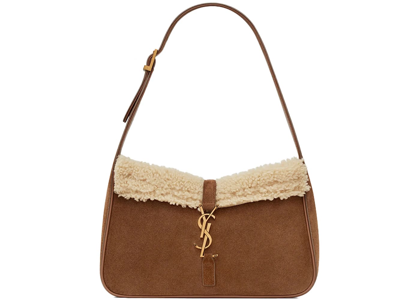 Saint Laurent Le 5 A 7 In Suede And Shearling Brown