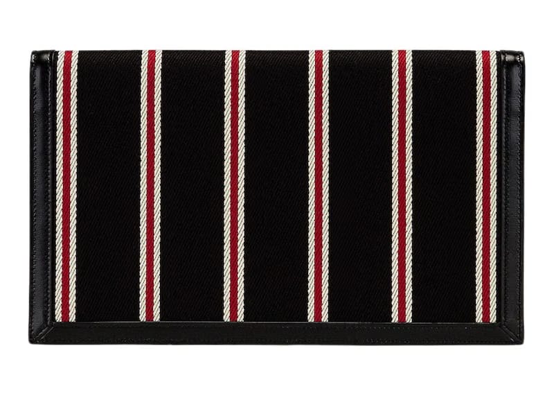Saint Laurent Black Uptown Striped Pouch Black/Red/White