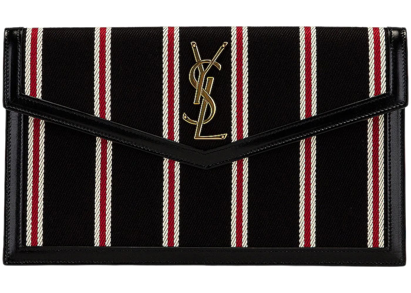 Saint Laurent Black Uptown Striped Pouch Black/Red/White