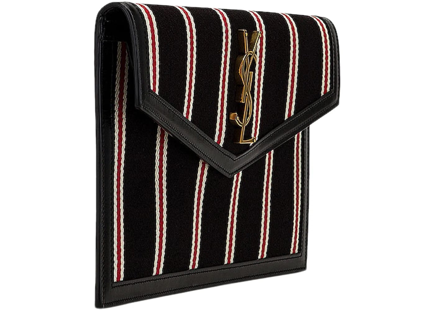 Saint Laurent Black Uptown Striped Pouch Black/Red/White