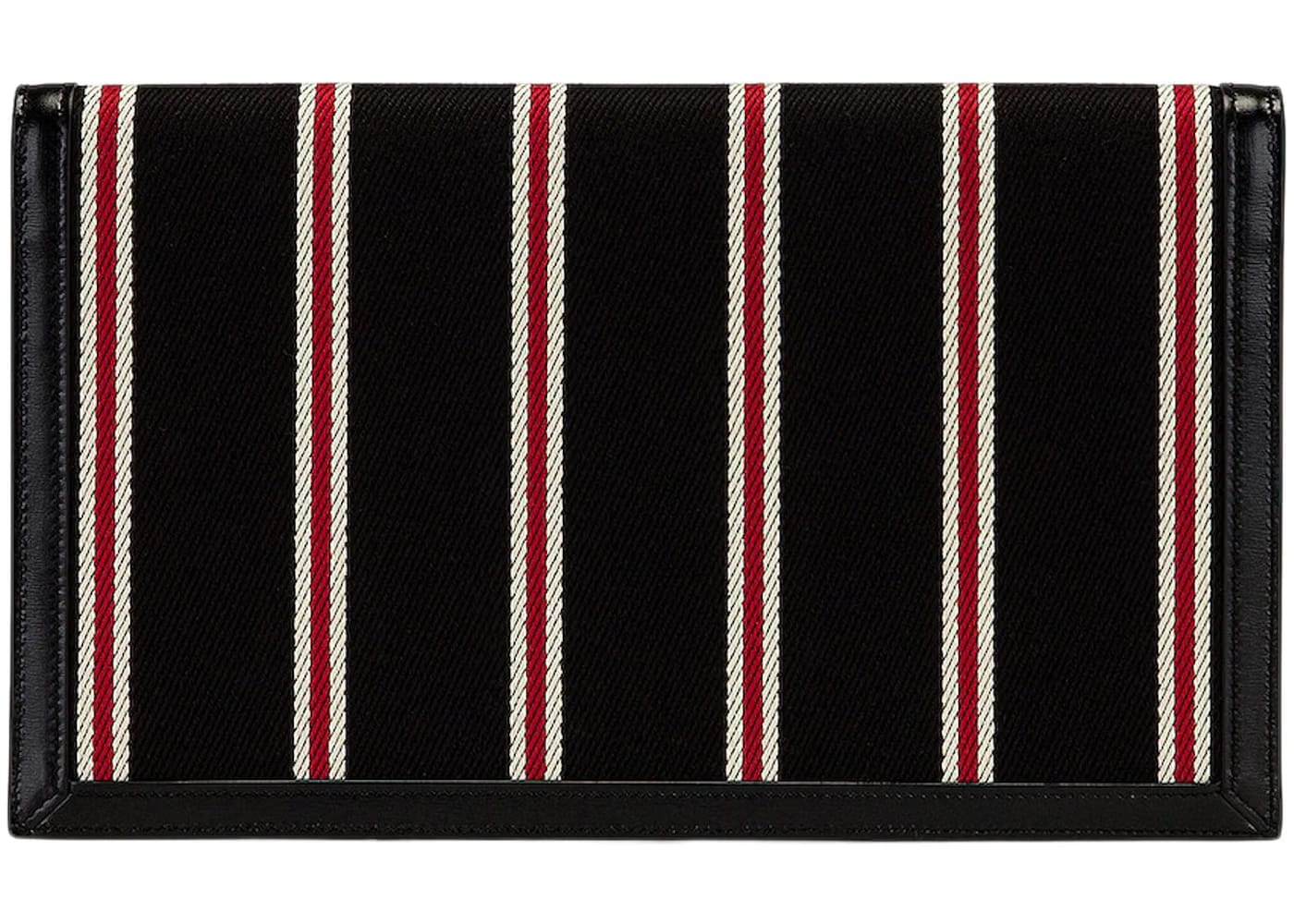 Saint Laurent Black Uptown Striped Pouch Black/Red/White
