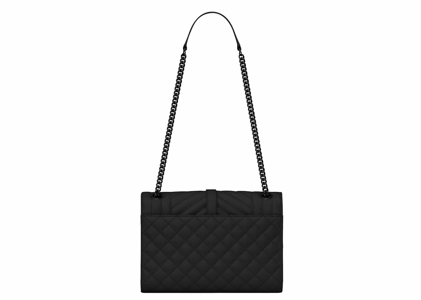 Saint Laurent Envelope Grain de Poudre Embossed Mix Matelasse Medium Matte Black