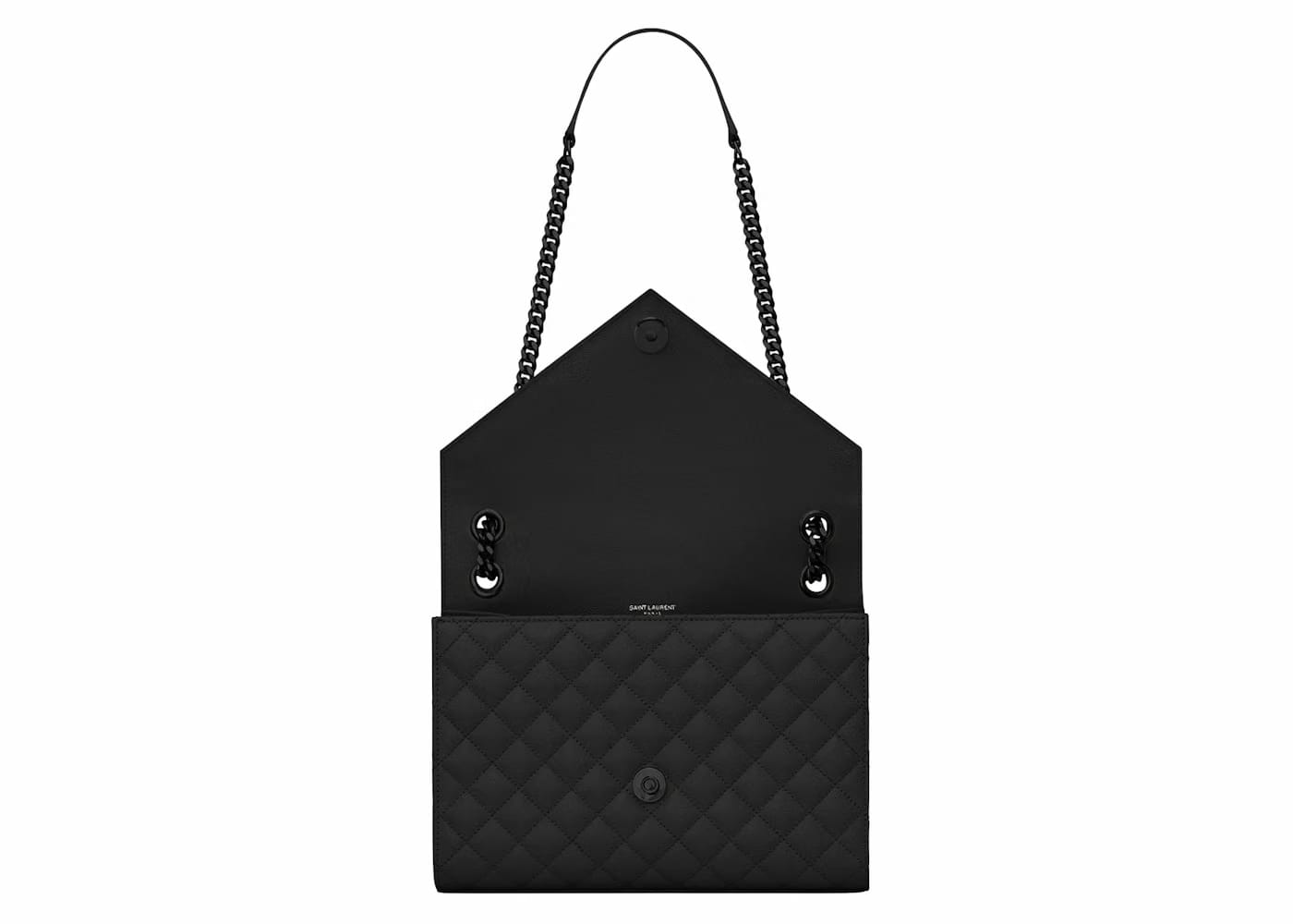 Saint Laurent Envelope Grain de Poudre Embossed Mix Matelasse Medium Matte Black