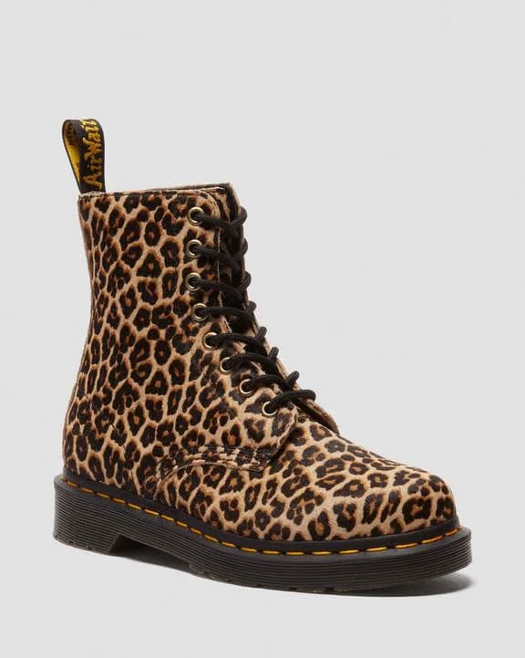 Dr Martens Leopard Leather Lace Up Boots - Light Tan