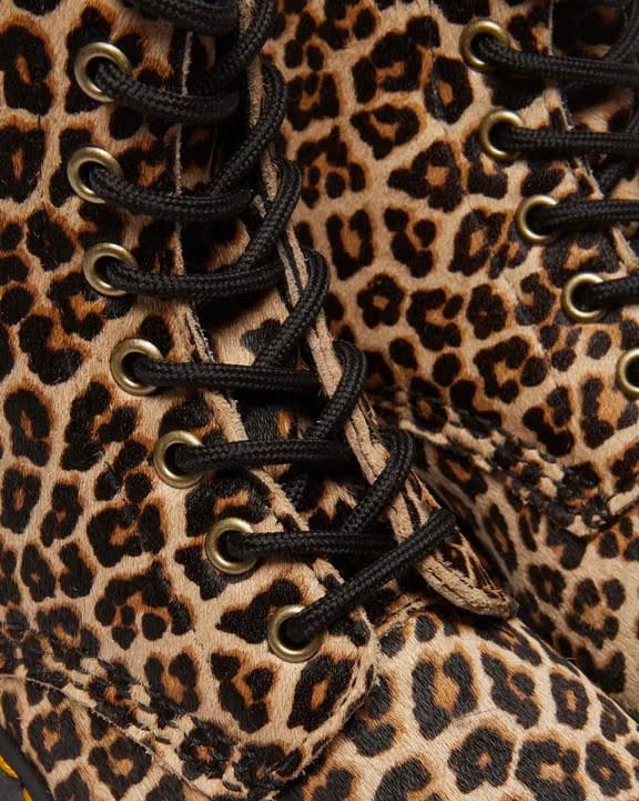 Dr Martens Leopard Leather Lace Up Boots - Light Tan