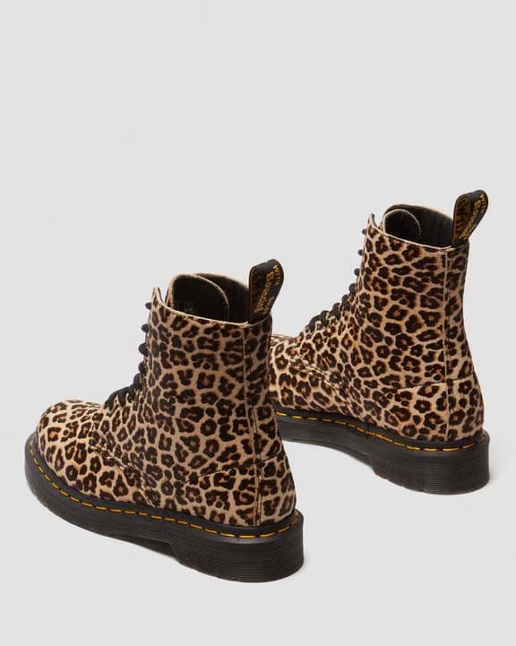 Dr Martens Leopard Leather Lace Up Boots - Light Tan