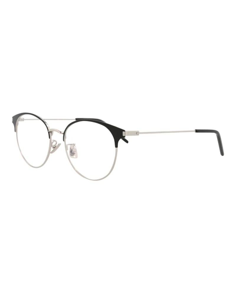 Saint Laurent Round-Frame Metal Optical Frames Black Silver Transparent (SL236F-30002732-002)