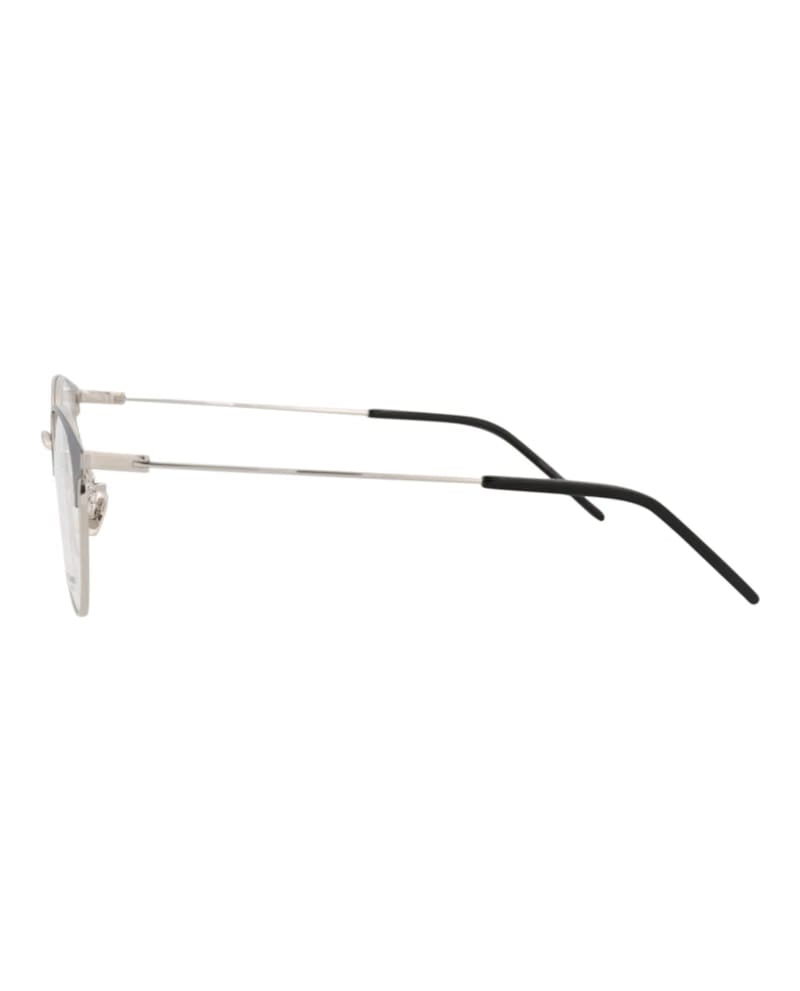 Saint Laurent Round-Frame Metal Optical Frames Black Silver Transparent (SL236F-30002732-002)