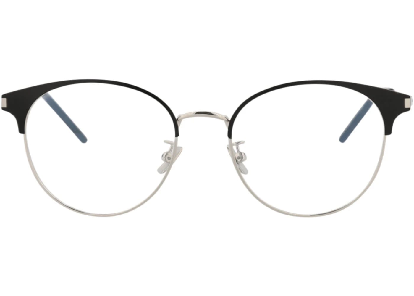 Saint Laurent Round-Frame Metal Optical Frames Black Silver Transparent (SL236F-30002732-002)