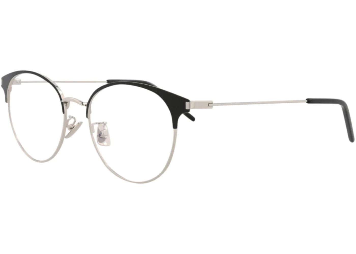 Saint Laurent Round-Frame Metal Optical Frames Black Silver Transparent (SL236F-30002732-002)