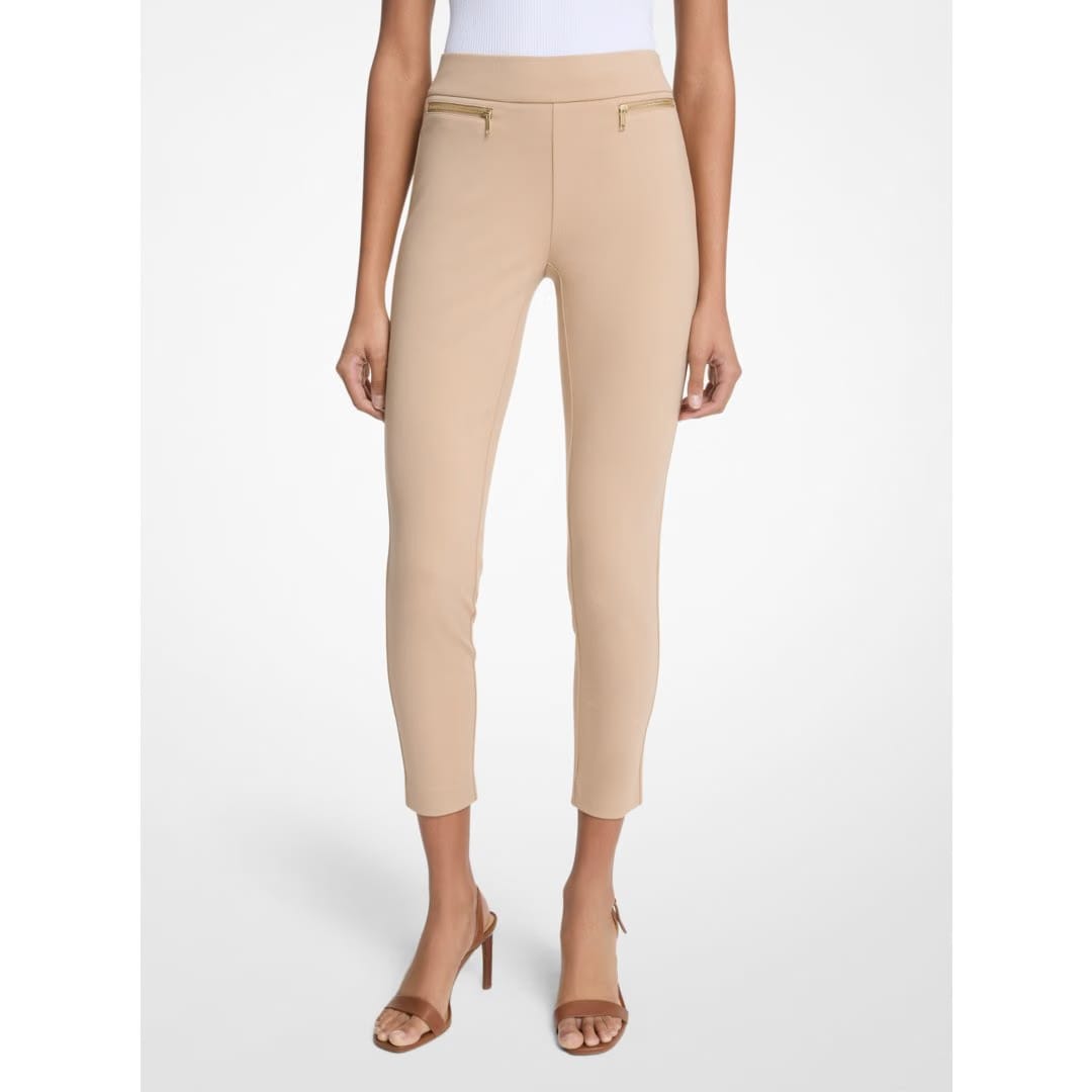 Michael Kors Viscose Blend Zip Pants BUFF