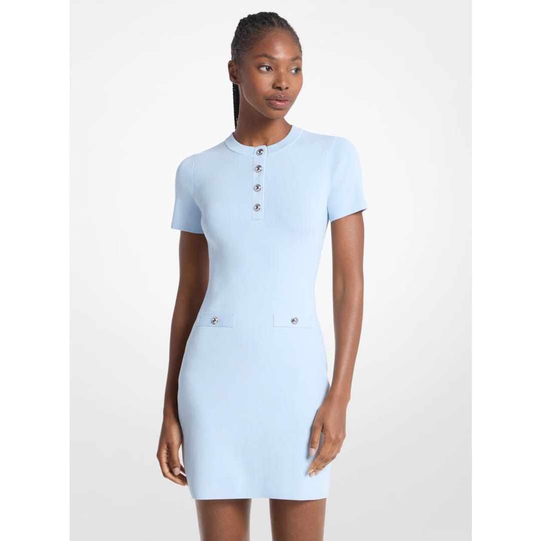 Michael Kors Viscose Blend Mini Dress PASTEL BLUE