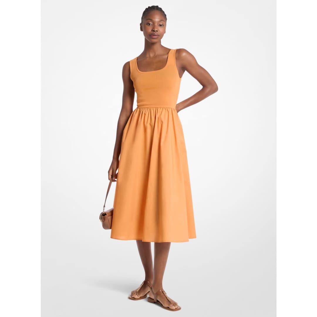 Michael Kors Viscose Blend Midi Dress RADIANT ORANGE