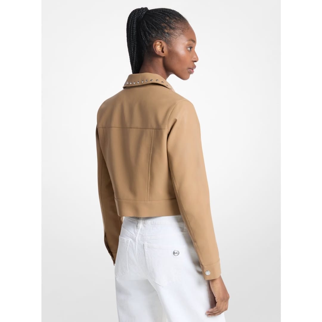 Michael Kors Studded Cropped Jacket DARK CAMEL