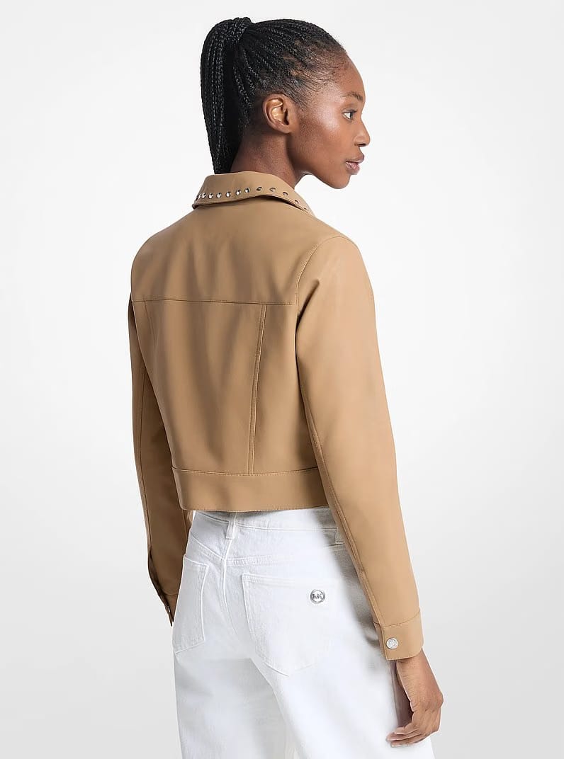 Michael Kors Studded Cropped Jacket DARK CAMEL