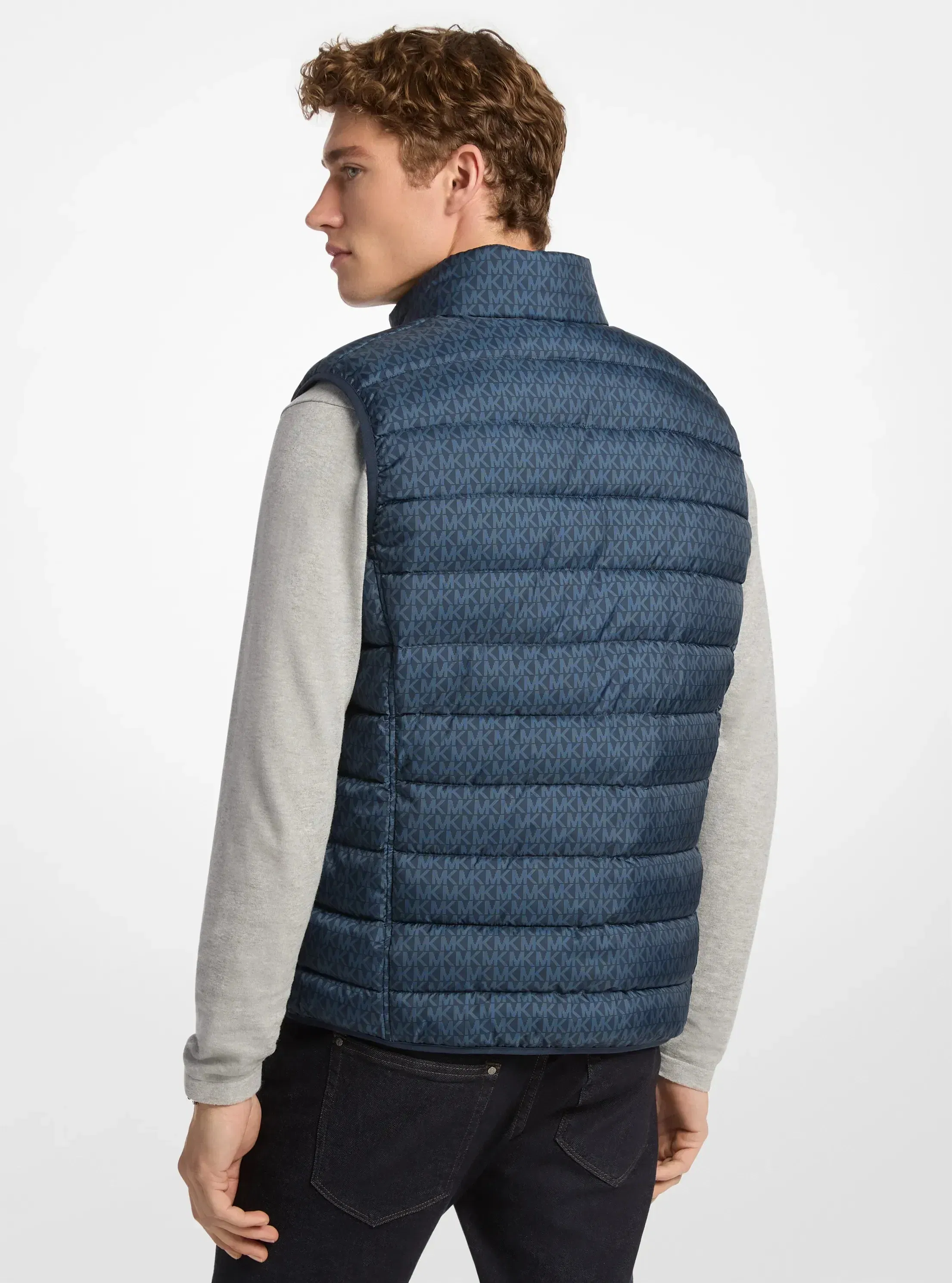 Michael Kors Abbou Signature Logo Reversible Vest MIDNIGHT