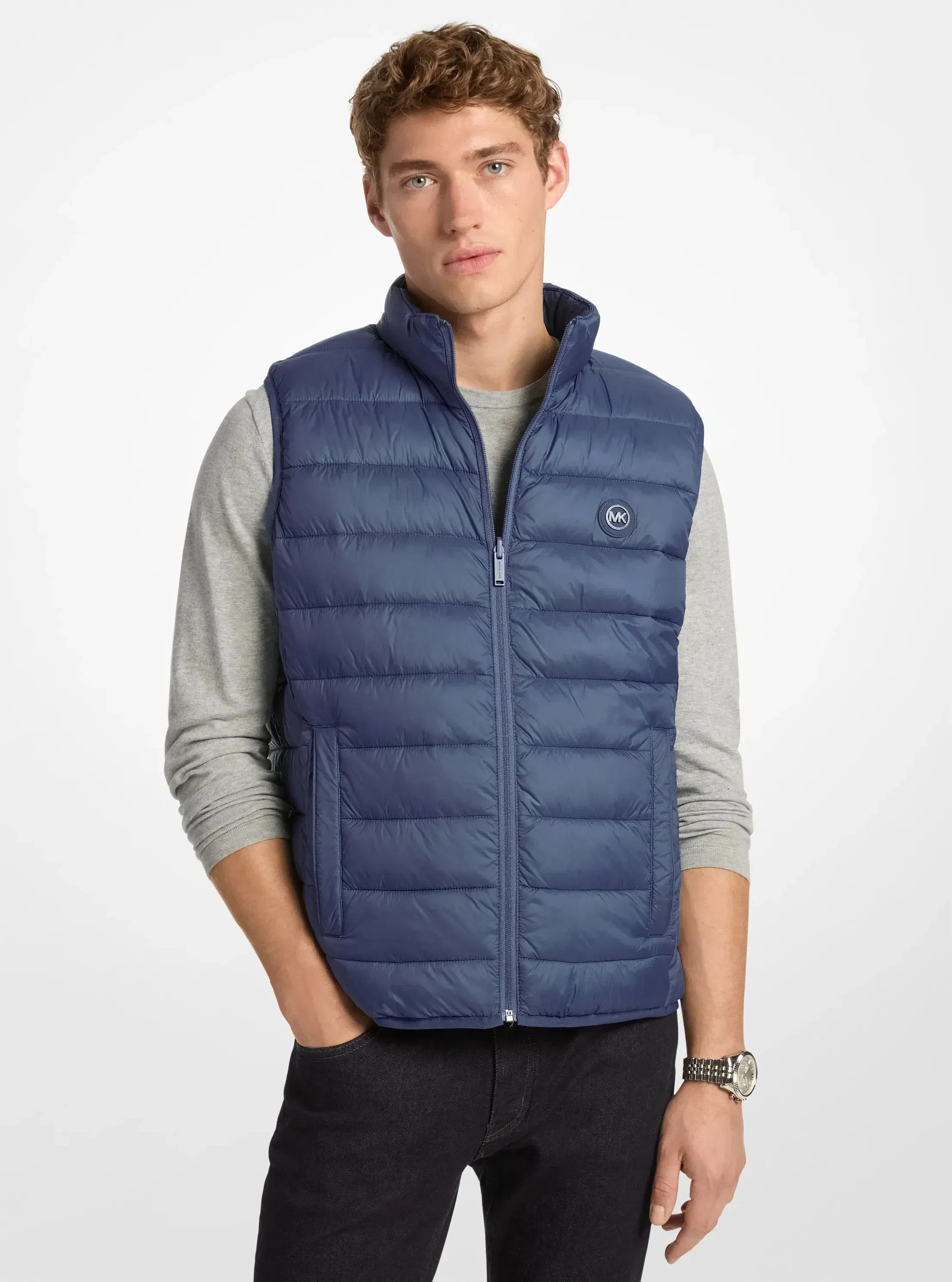 Michael Kors Abbou Signature Logo Reversible Vest MIDNIGHT
