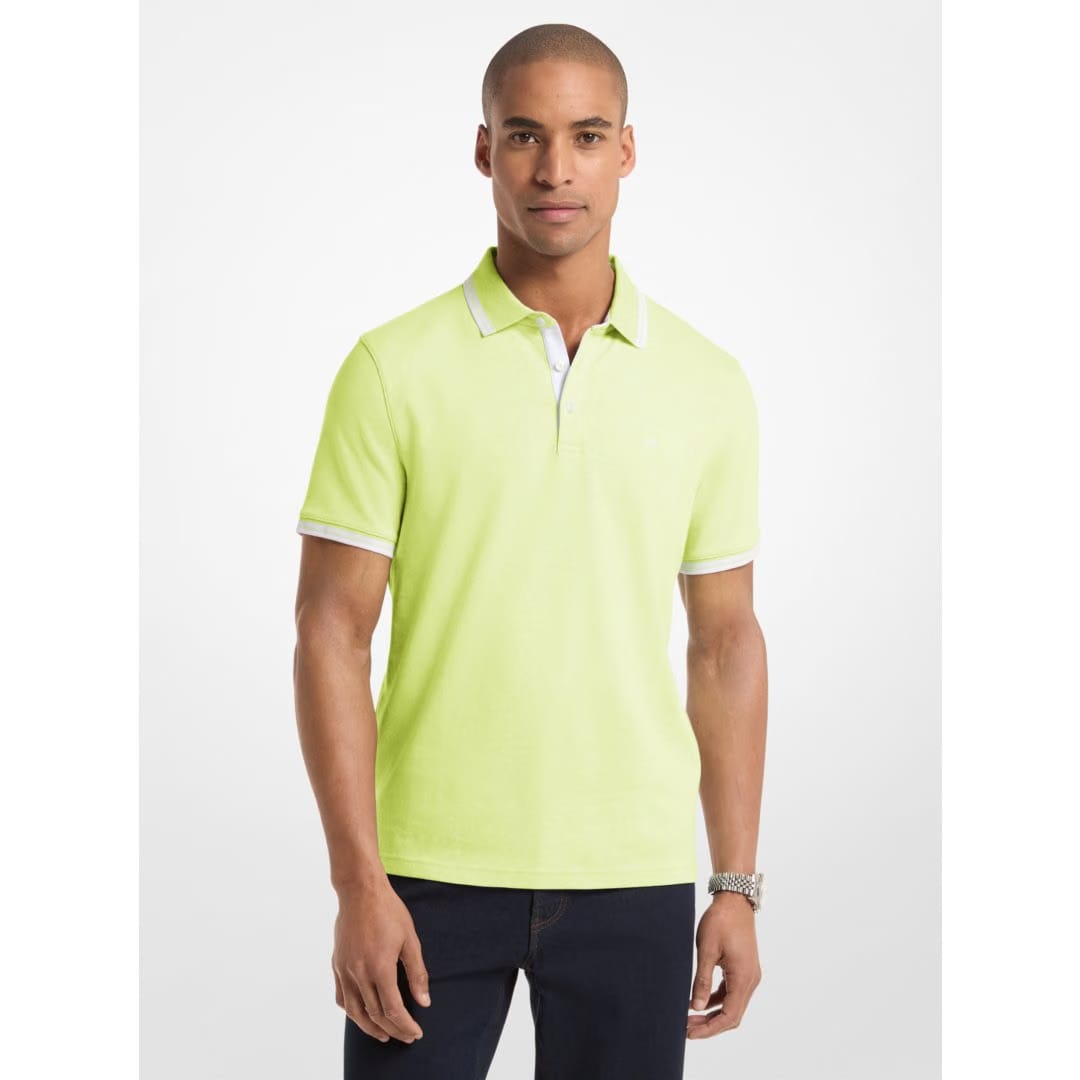 Michael Kors Greenwich Cotton Polo Shirt LIME GREEN HTR
