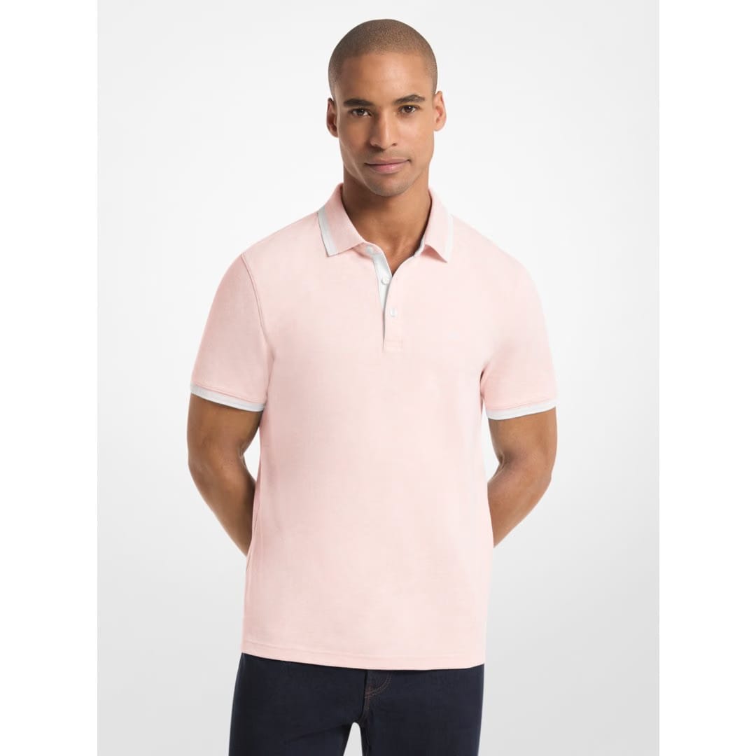 Michael Kors Greenwich Cotton Polo Shirt POWDR BL HTR