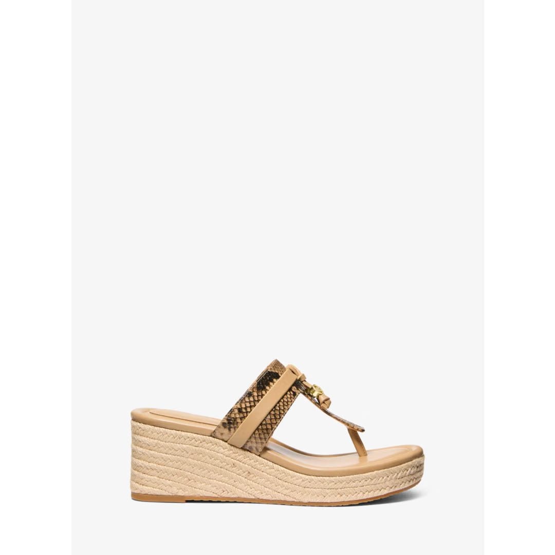 Michael Kors Zoe Snake Embossed Wedge Sandal