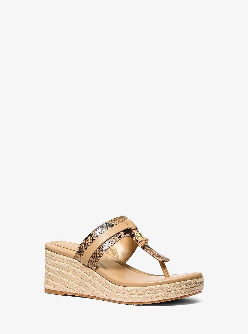 Michael Kors Zoe Snake Embossed Wedge Sandal