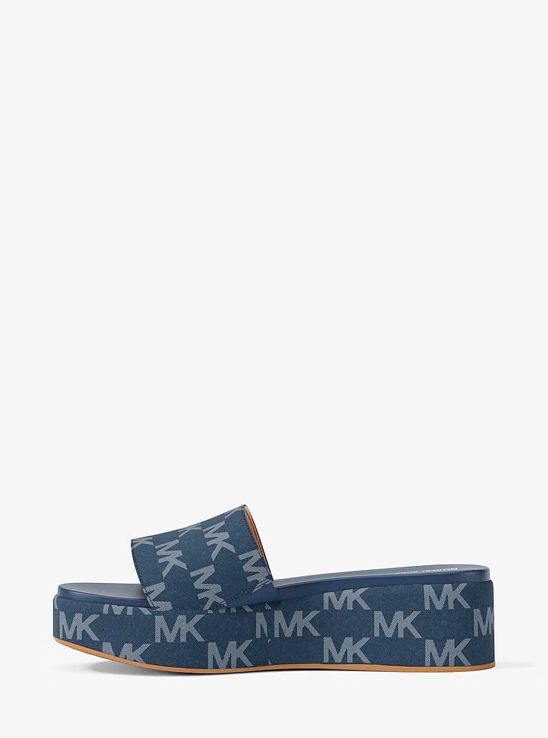 Michael Kors Sadler Logo Jacquard Platform Slide Sandal